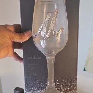 Bebe Clear Wine Glass with Rhinestone Lettering
